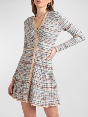 NWT Shoshanna Priory Multicolor Ribbed Knit V-Neck Sweater Knit Dress Medium